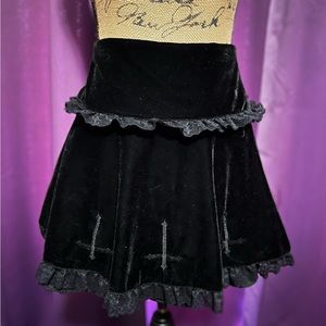 Killstar Black Velvet Skirt